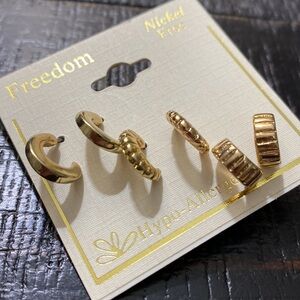 NWOT Set Of 3 Gold Tone Ear Sense Hoop Earrings!